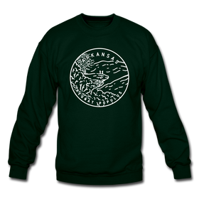 Arkansas Sweatshirt - State Design Arkansas Crewneck Sweatshirt - forest green