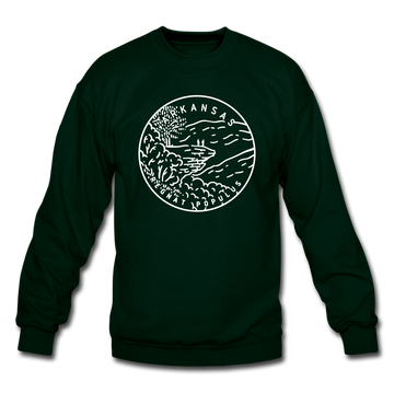 Arkansas Sweatshirt - State Design Arkansas Crewneck Sweatshirt - forest green