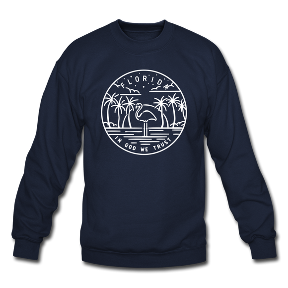 Florida Sweatshirt - State Design Florida Crewneck Sweatshirt - navy