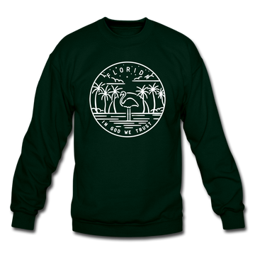 Florida Sweatshirt - State Design Florida Crewneck Sweatshirt - forest green