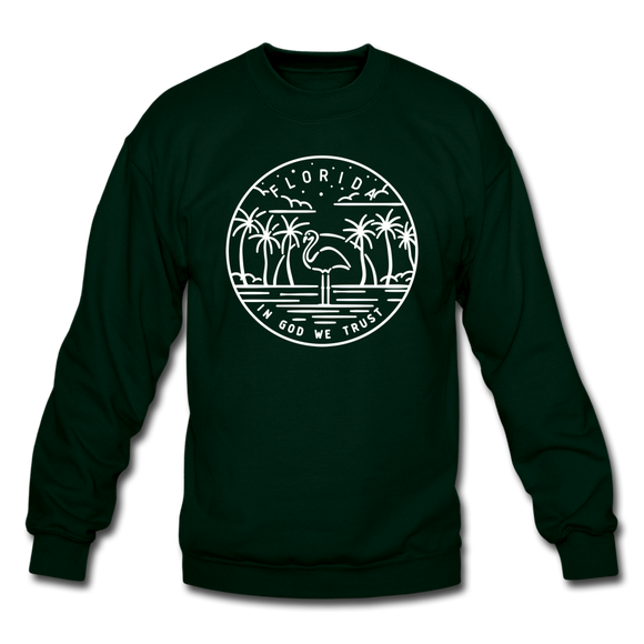 Florida Sweatshirt - State Design Florida Crewneck Sweatshirt - forest green