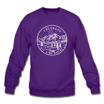 Colorado Sweatshirt - State Design Colorado Crewneck Sweatshirt - purple