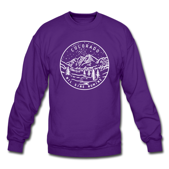 Colorado Sweatshirt - State Design Colorado Crewneck Sweatshirt - purple