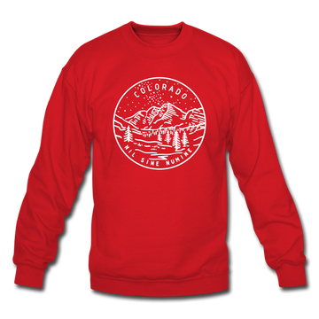 Colorado Sweatshirt - State Design Colorado Crewneck Sweatshirt - red