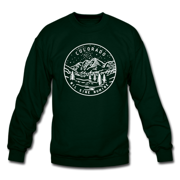 Colorado Sweatshirt - State Design Colorado Crewneck Sweatshirt - forest green