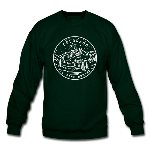 Colorado Sweatshirt - State Design Colorado Crewneck Sweatshirt - forest green