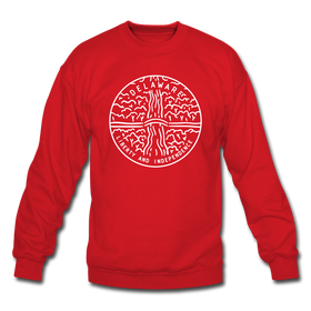 Delaware Sweatshirt - State Design Delaware Crewneck Sweatshirt - red
