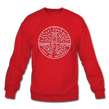 Delaware Sweatshirt - State Design Delaware Crewneck Sweatshirt - red