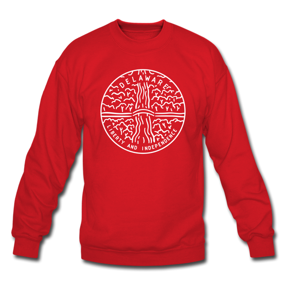 Delaware Sweatshirt - State Design Delaware Crewneck Sweatshirt - red