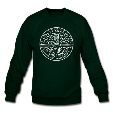 Delaware Sweatshirt - State Design Delaware Crewneck Sweatshirt - forest green