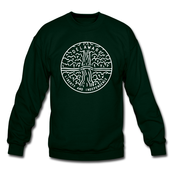 Delaware Sweatshirt - State Design Delaware Crewneck Sweatshirt - forest green