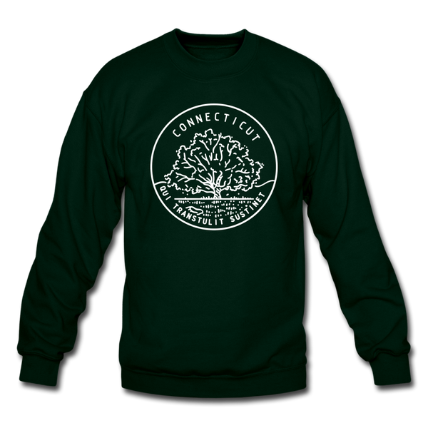 Connecticut Sweatshirt - State Design Connecticut Crewneck Sweatshirt - forest green