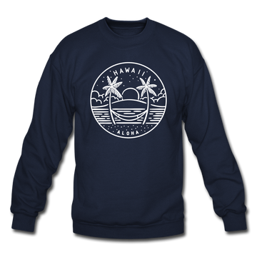 Hawaii Sweatshirt - State Design Hawaii Crewneck Sweatshirt - navy