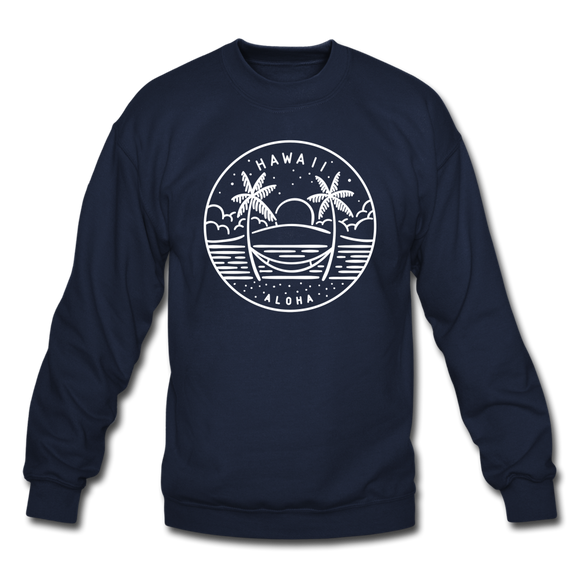 Hawaii Sweatshirt - State Design Hawaii Crewneck Sweatshirt - navy