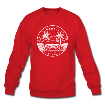 Hawaii Sweatshirt - State Design Hawaii Crewneck Sweatshirt - red