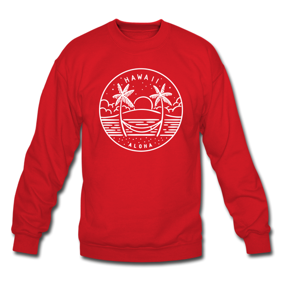 Hawaii Sweatshirt - State Design Hawaii Crewneck Sweatshirt - red