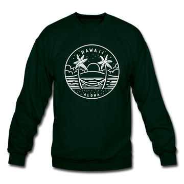 Hawaii Sweatshirt - State Design Hawaii Crewneck Sweatshirt - forest green