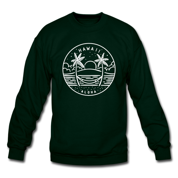Hawaii Sweatshirt - State Design Hawaii Crewneck Sweatshirt - forest green