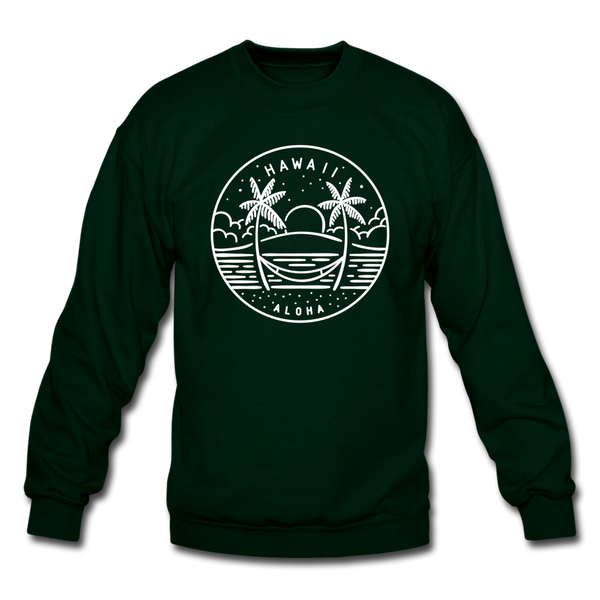 Hawaii Sweatshirt - State Design Hawaii Crewneck Sweatshirt - forest green