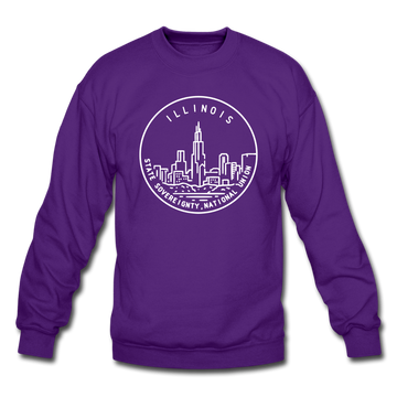 Illinois Sweatshirt - State Design Illinois Crewneck Sweatshirt - purple