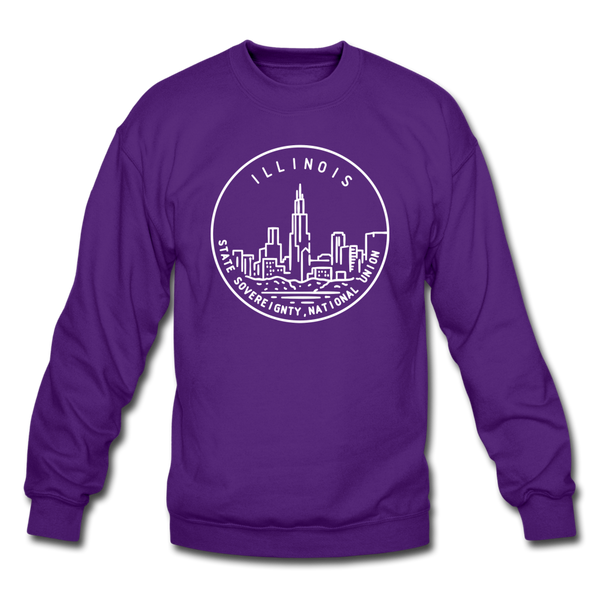 Illinois Sweatshirt - State Design Illinois Crewneck Sweatshirt - purple