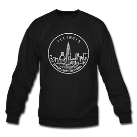 Illinois Sweatshirt - State Design Illinois Crewneck Sweatshirt - black