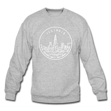 Illinois Sweatshirt - State Design Illinois Crewneck Sweatshirt - heather gray