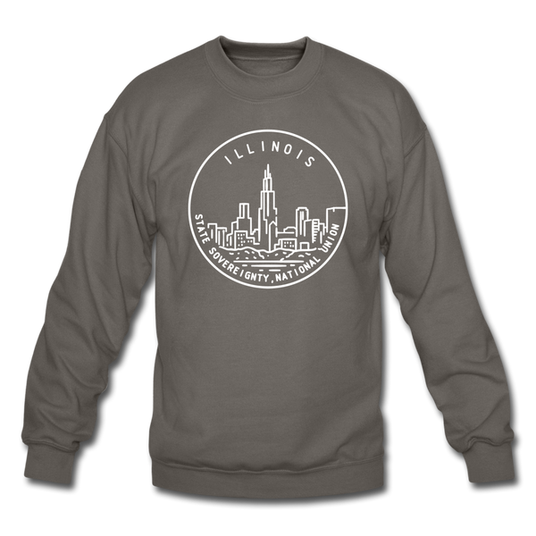 Illinois Sweatshirt - State Design Illinois Crewneck Sweatshirt - asphalt gray