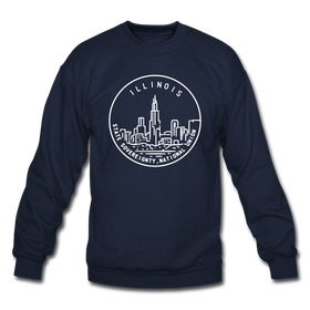 Illinois Sweatshirt - State Design Illinois Crewneck Sweatshirt - navy