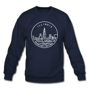 Illinois Sweatshirt - State Design Illinois Crewneck Sweatshirt - navy