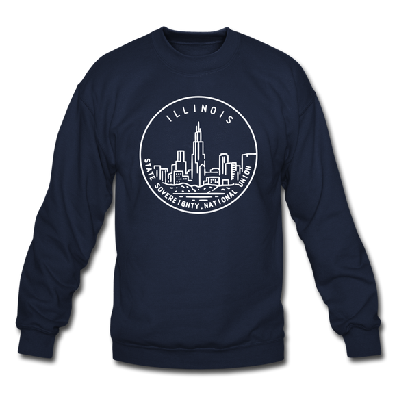 Illinois Sweatshirt - State Design Illinois Crewneck Sweatshirt - navy