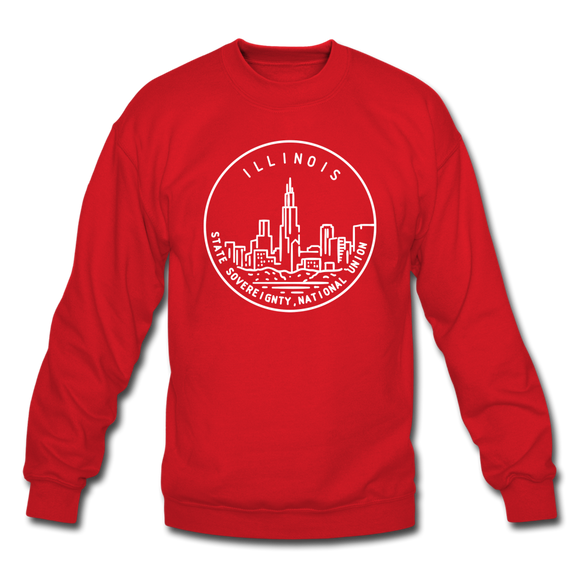 Illinois Sweatshirt - State Design Illinois Crewneck Sweatshirt - red