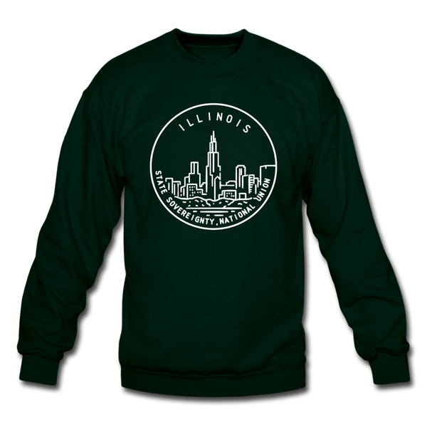Illinois Sweatshirt - State Design Illinois Crewneck Sweatshirt - forest green