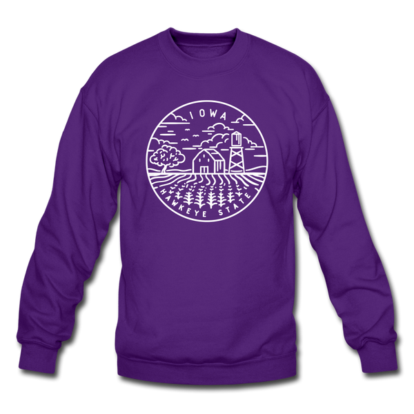 Iowa Sweatshirt - State Design Iowa Crewneck Sweatshirt - purple