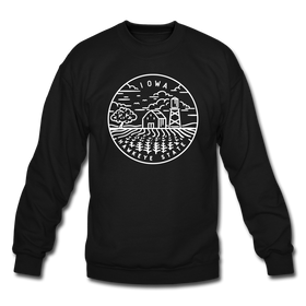 Iowa Sweatshirt - State Design Iowa Crewneck Sweatshirt - black