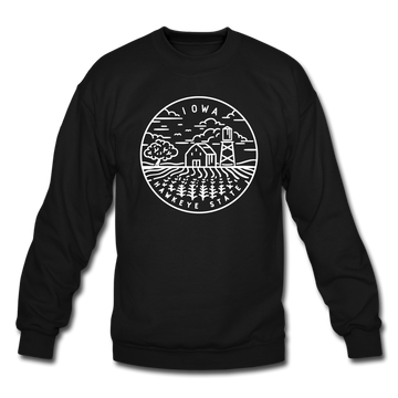 Iowa Sweatshirt - State Design Iowa Crewneck Sweatshirt - black