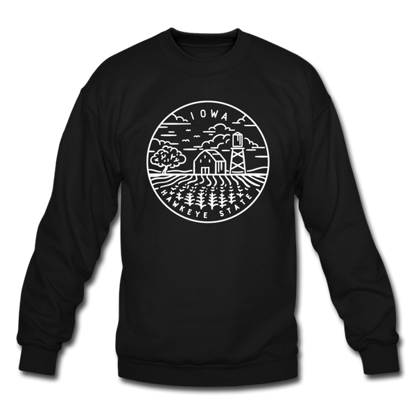 Iowa Sweatshirt - State Design Iowa Crewneck Sweatshirt - black