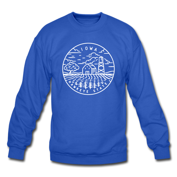 Iowa Sweatshirt - State Design Iowa Crewneck Sweatshirt - royal blue