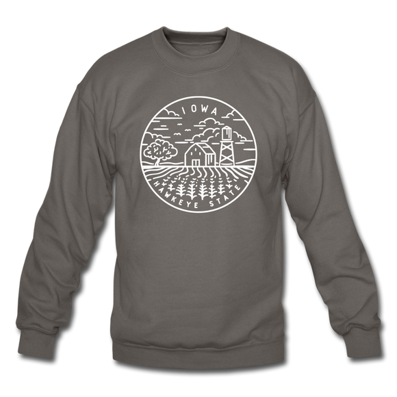 Iowa Sweatshirt - State Design Iowa Crewneck Sweatshirt - asphalt gray