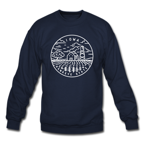 Iowa Sweatshirt - State Design Iowa Crewneck Sweatshirt - navy