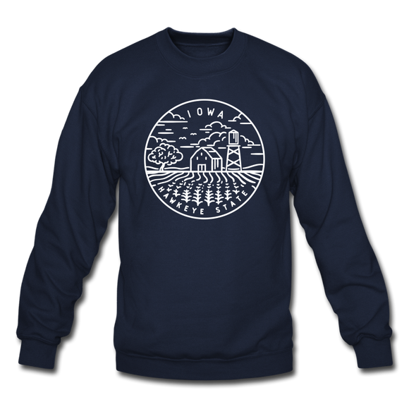 Iowa Sweatshirt - State Design Iowa Crewneck Sweatshirt - navy