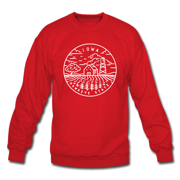 Iowa Sweatshirt - State Design Iowa Crewneck Sweatshirt - red