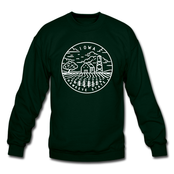 Iowa Sweatshirt - State Design Iowa Crewneck Sweatshirt - forest green