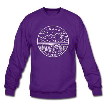 Idaho Sweatshirt - State Design Idaho Crewneck Sweatshirt - purple