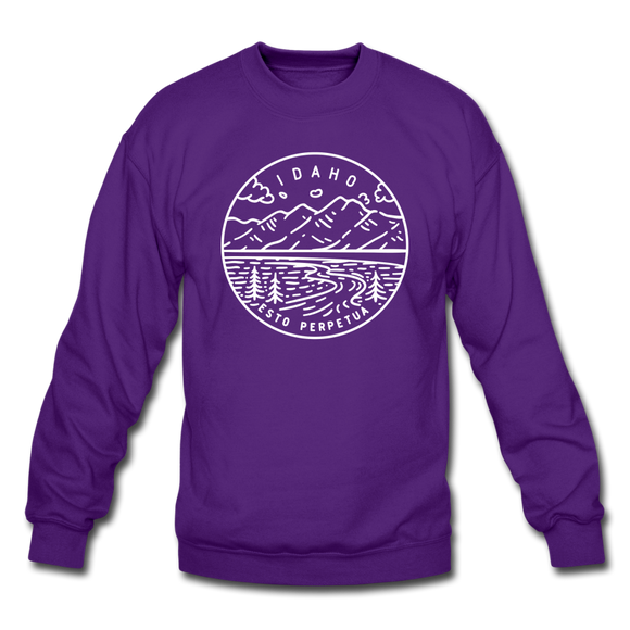 Idaho Sweatshirt - State Design Idaho Crewneck Sweatshirt - purple