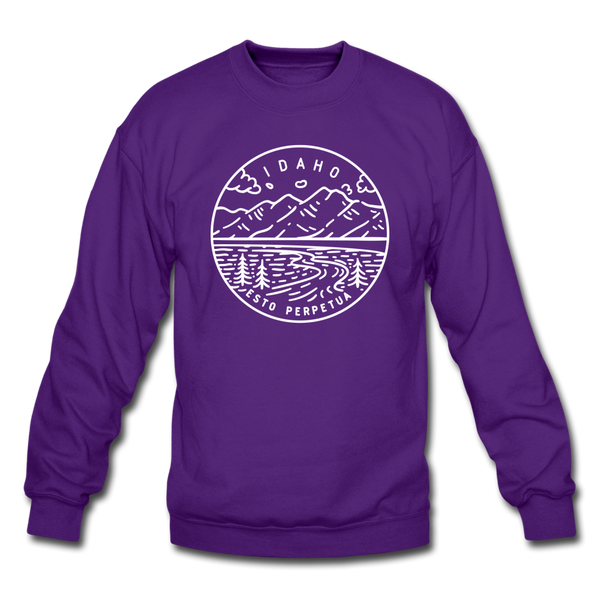 Idaho Sweatshirt - State Design Idaho Crewneck Sweatshirt - purple