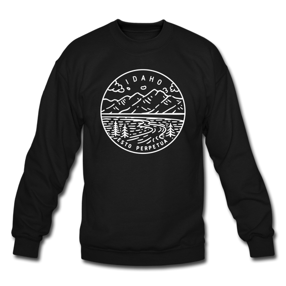 Idaho Sweatshirt - State Design Idaho Crewneck Sweatshirt - black