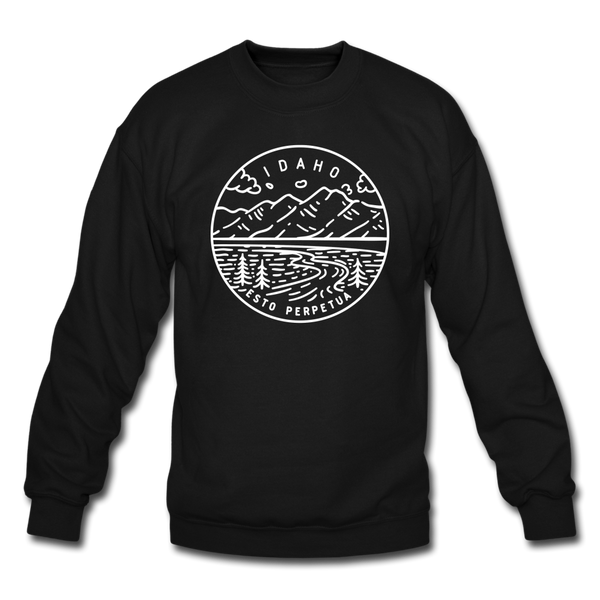 Idaho Sweatshirt - State Design Idaho Crewneck Sweatshirt - black