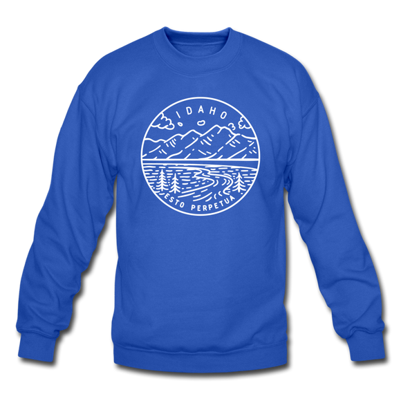 Idaho Sweatshirt - State Design Idaho Crewneck Sweatshirt - royal blue