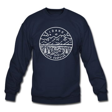 Idaho Sweatshirt - State Design Idaho Crewneck Sweatshirt - navy